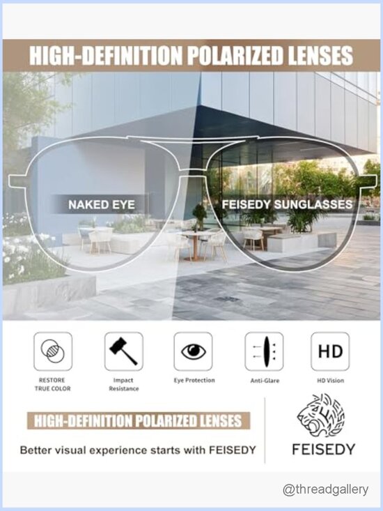 Retro Square Polarized Aviator Sunglasses Full Frame Metal main image 5